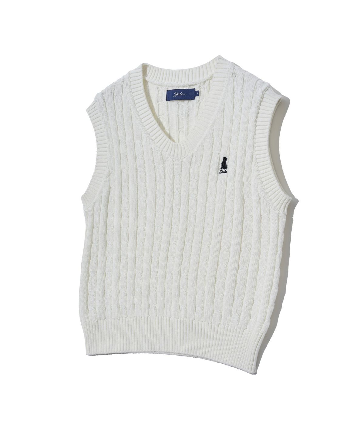 예일(YALE) [100% COTTON] 우먼즈 케이블 브이넥 니트베스트 아이보리