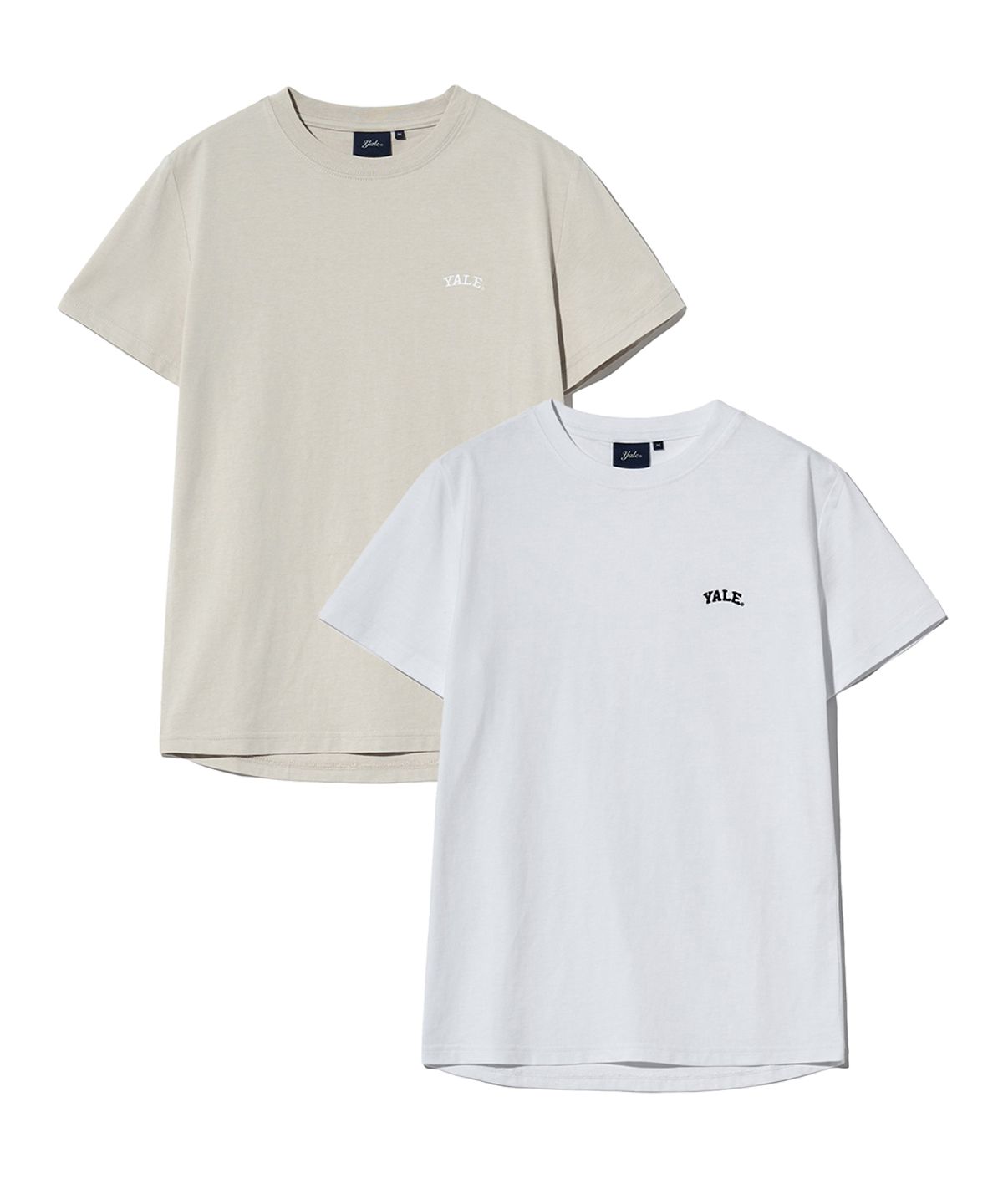 예일(YALE) 2PACK 우먼즈 스몰아치 베이직 반팔티셔츠 화이트/아몬드 크림