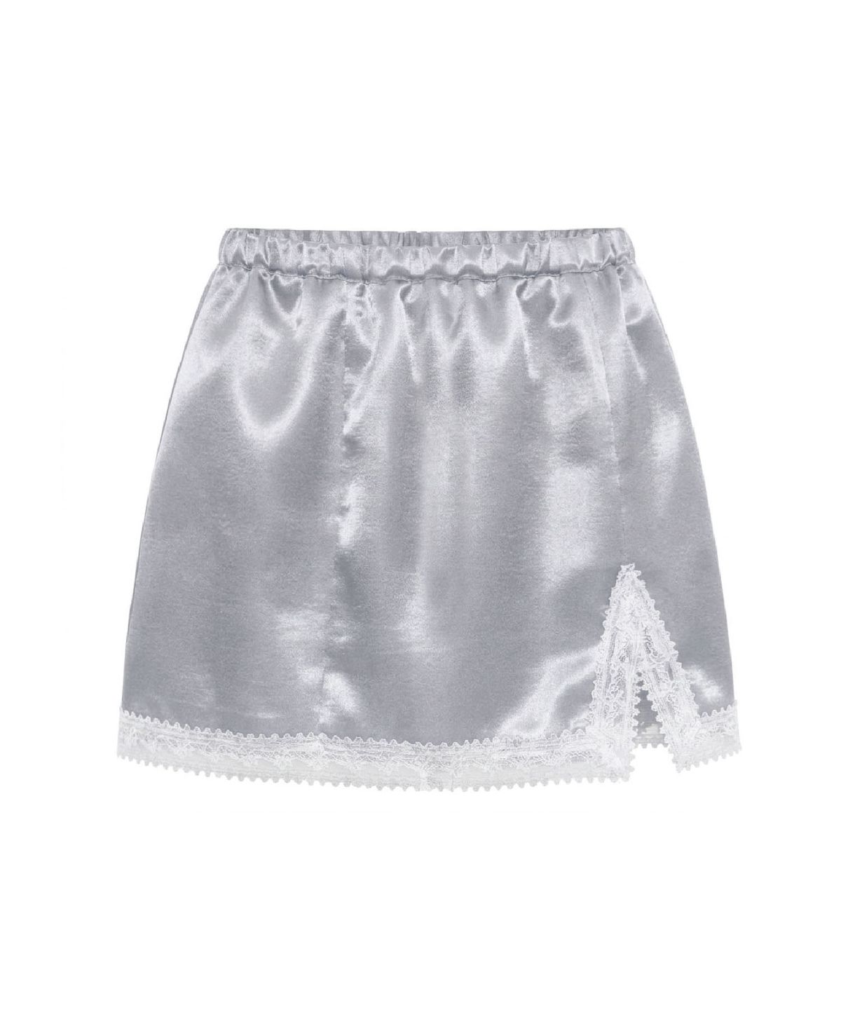 무아르모아(MOIREMOA) Glossy Lace Skirt-Silver