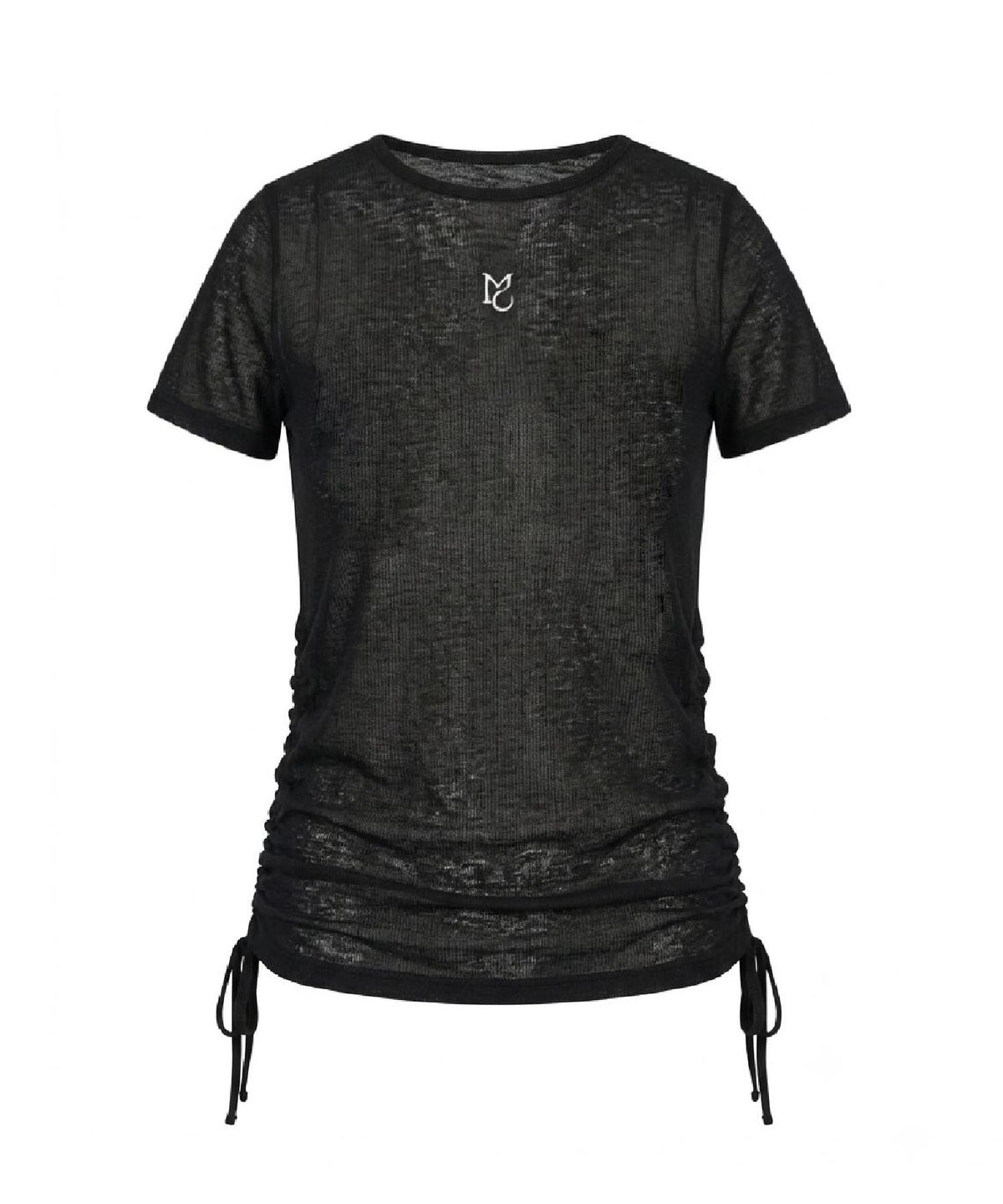 무아르모아(MOIREMOA) SeeThrough String T-Shirt-Black