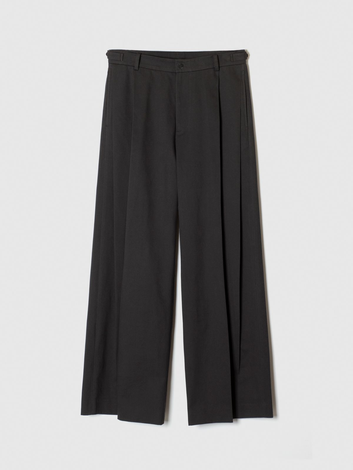 포커페이스(POKERFACE) TWO PLEATED WIDE COTTON PANTS INK BLACK