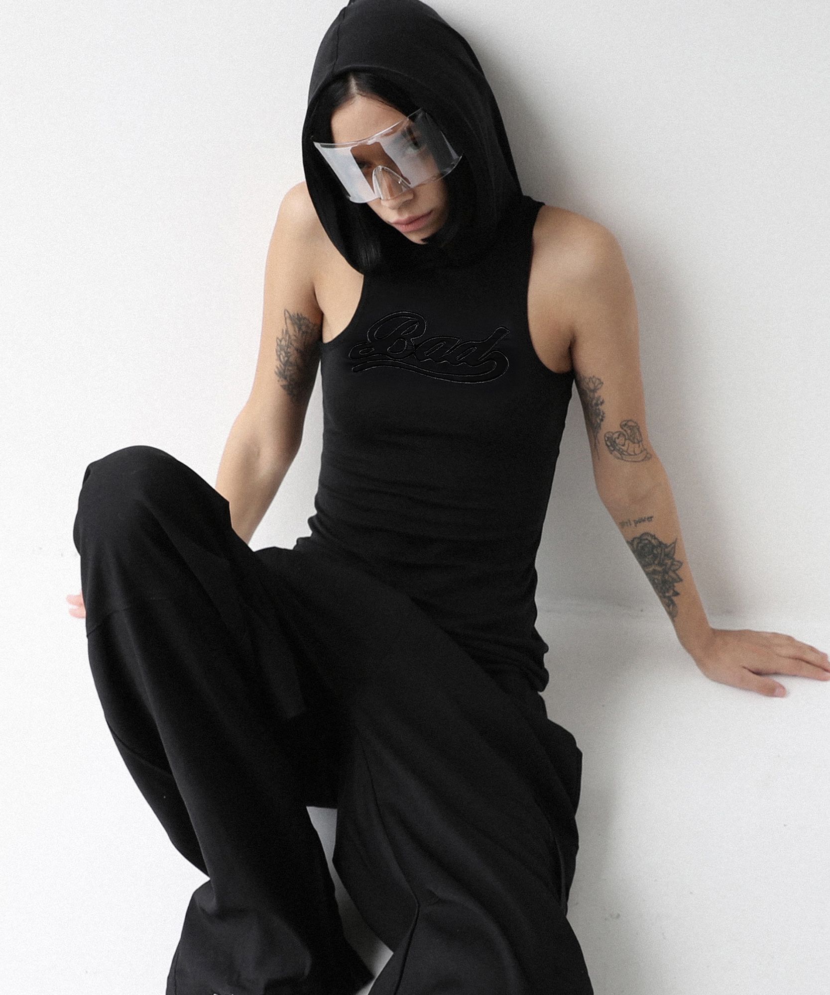 ◆BADBLOOD◆ Second Skin Hooded Mini Dress Black MUSINSA | BADBLOOD Second Skin Hood Mini Dress - Black