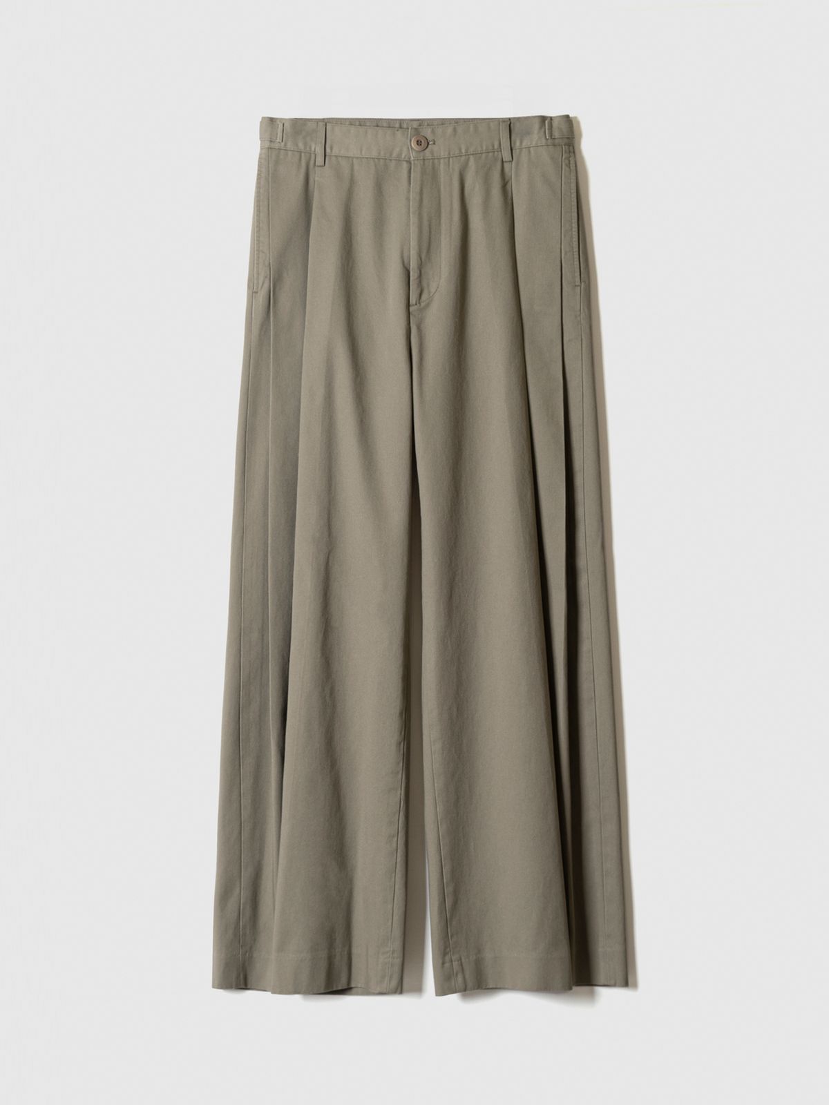 포커페이스(POKERFACE) TWO PLEATED WIDE COTTON PANTS BEIGE KHAKI