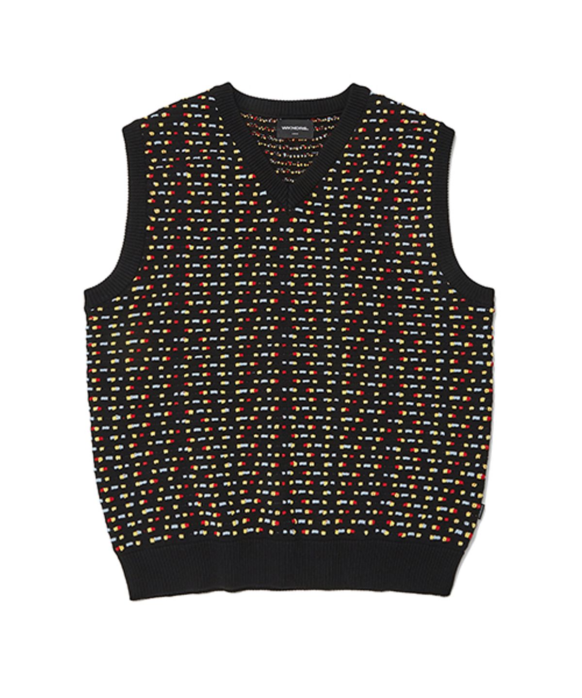 위캔더스(WKNDRS) BEADS KNITTED VEST (BLACK)