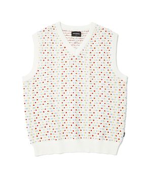 BEADS KNITTED VEST (WHITE)