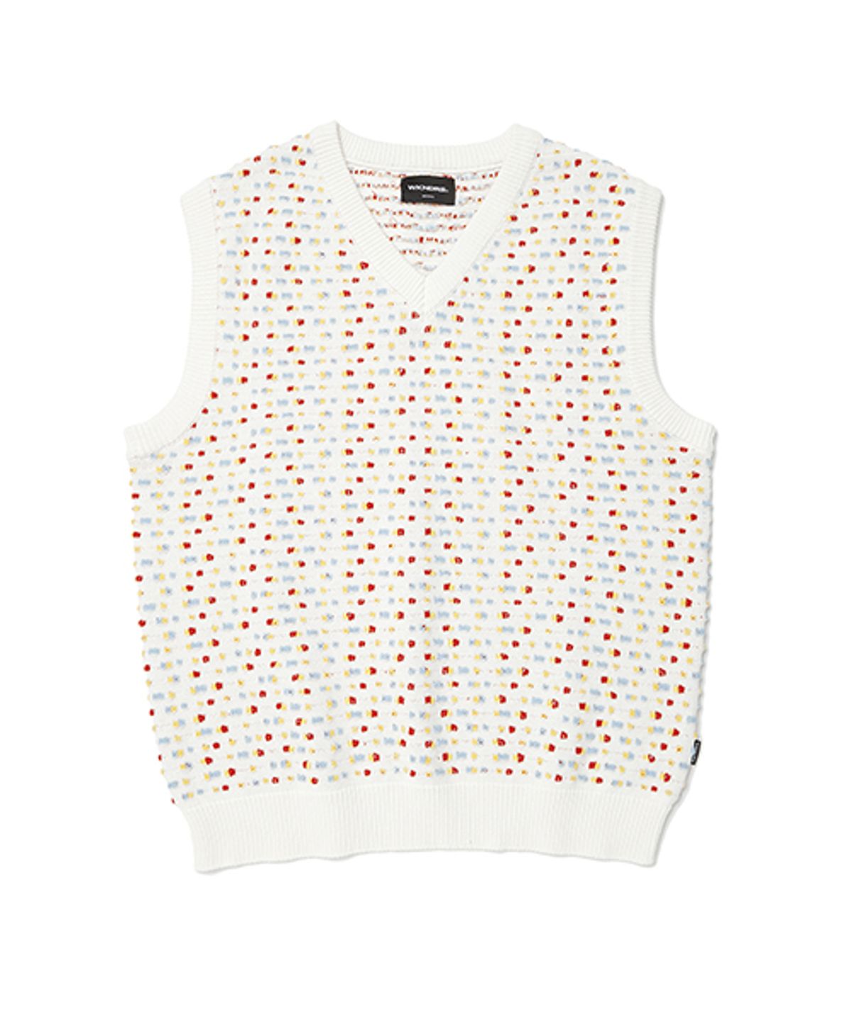 위캔더스(WKNDRS) BEADS KNITTED VEST (WHITE)