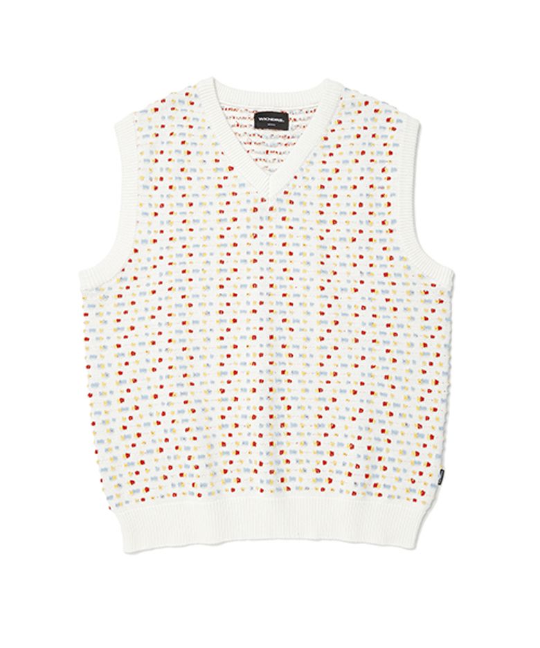 BEADS KNITTED VEST (WHITE)