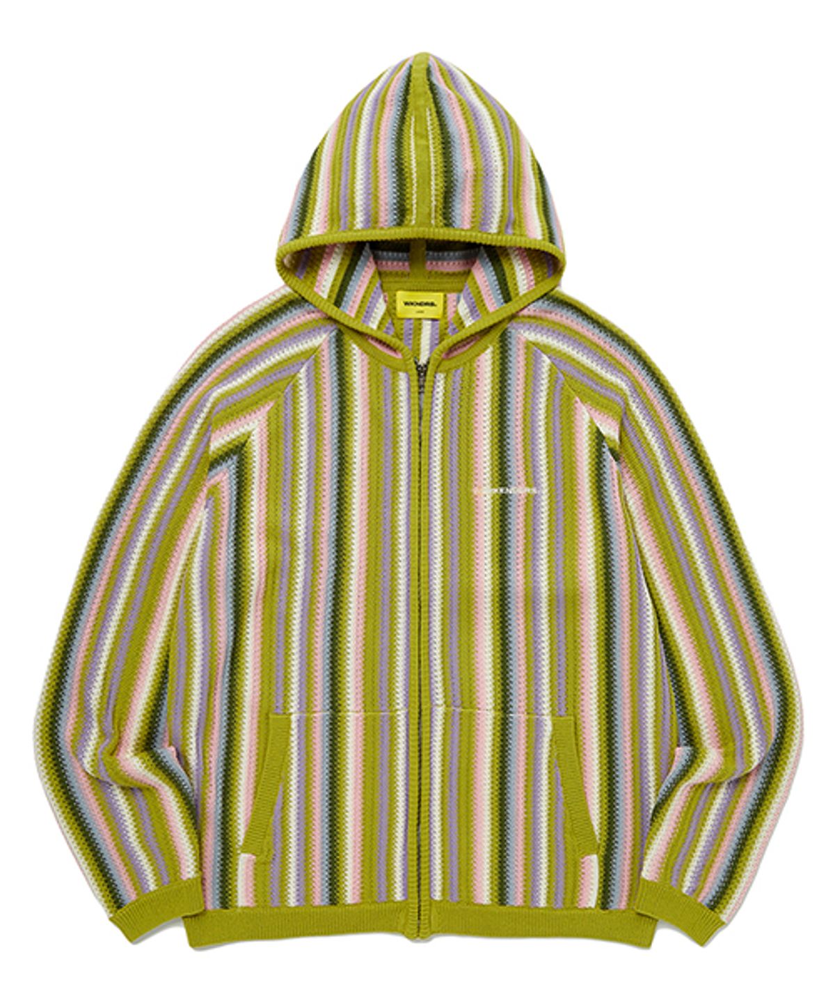 위캔더스(WKNDRS) STRIPE KNITTED ZIPUP (GREEN)