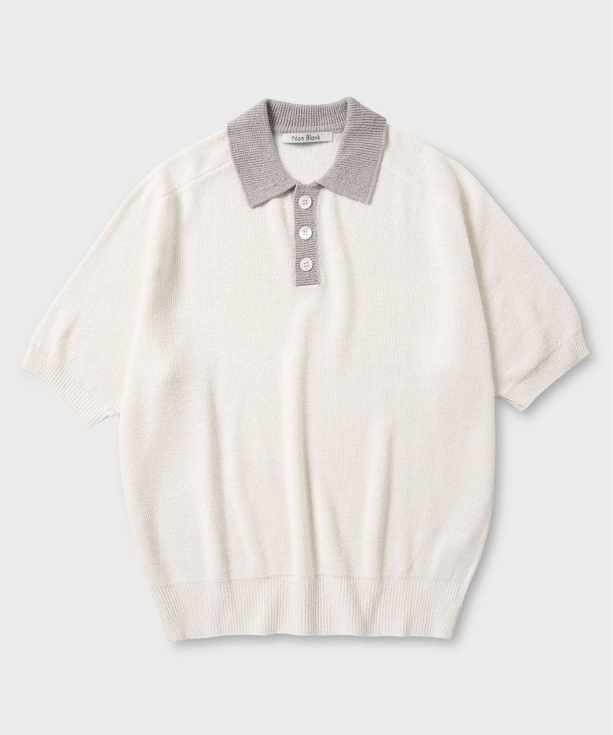 넌블랭크(NONBLANK) 래글런 하프 슬리브 칼라 니트_IVORY