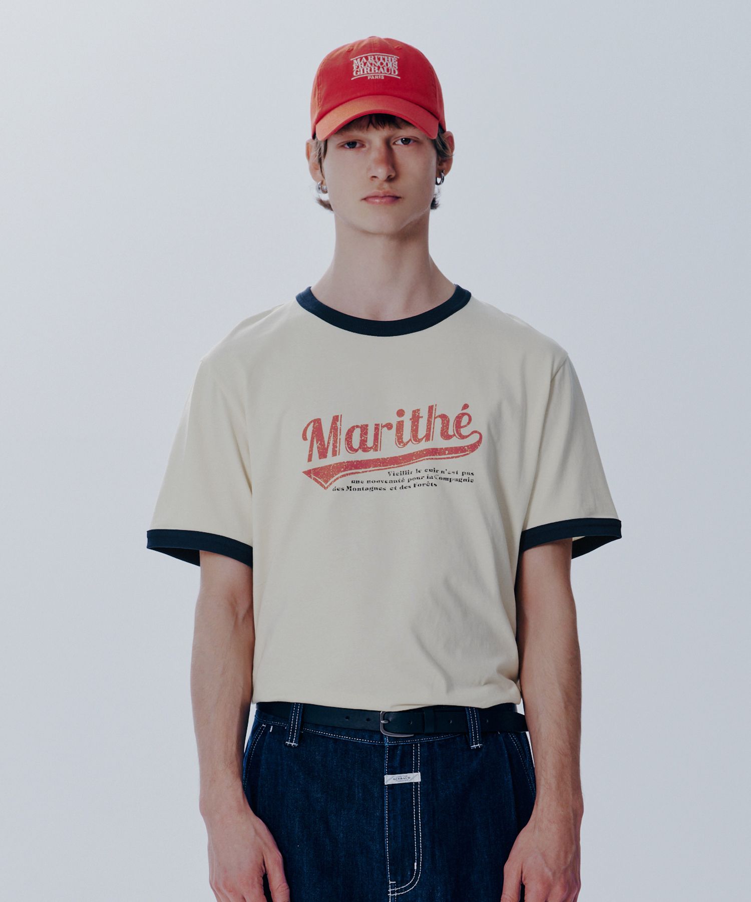 MUSINSA公式 | MARITHÉ M VINTAGE BASEBALL RINGER TEE ivory