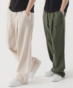 [2 PACK] 컴포터블 린넨 원 턱 와이드 팬츠 (3color)