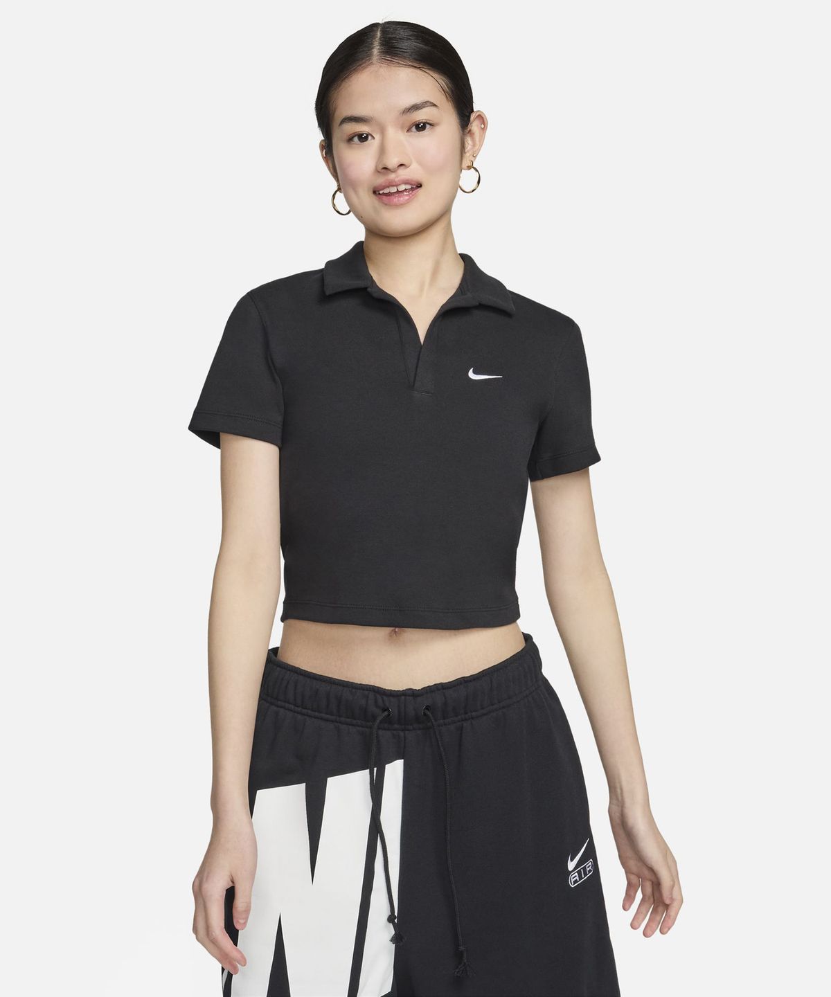 나이키(NIKE) 스포츠웨어 에센셜 반소매 폴로 탑 W - 블랙:화이트 / DV7885-010