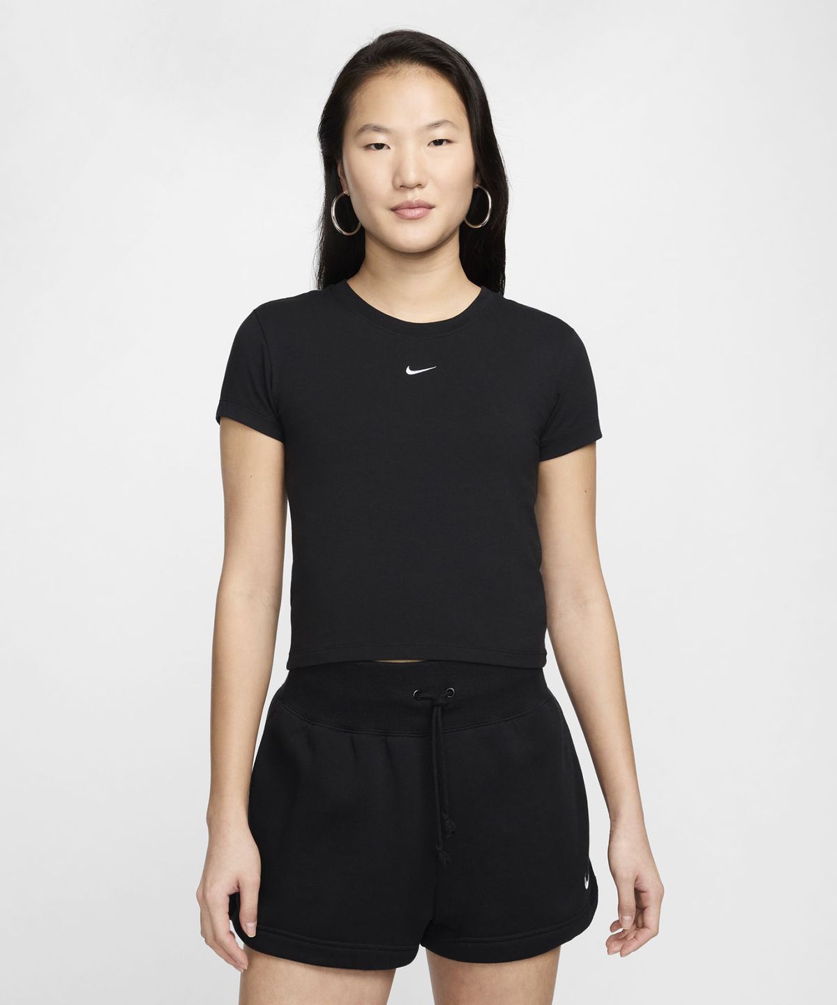 나이키(NIKE) 스포츠웨어 칠 니트 크롭 티셔츠 W - 블랙:화이트 / FV5509-010