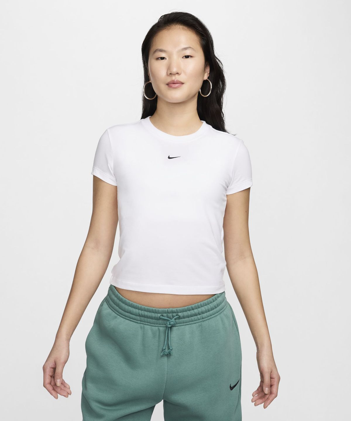 나이키(NIKE) 스포츠웨어 칠 니트 크롭 티셔츠 W - 화이트:블랙 / FV5509-100