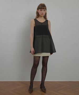 SEE-THROUGH SILKY DRESS(BK)