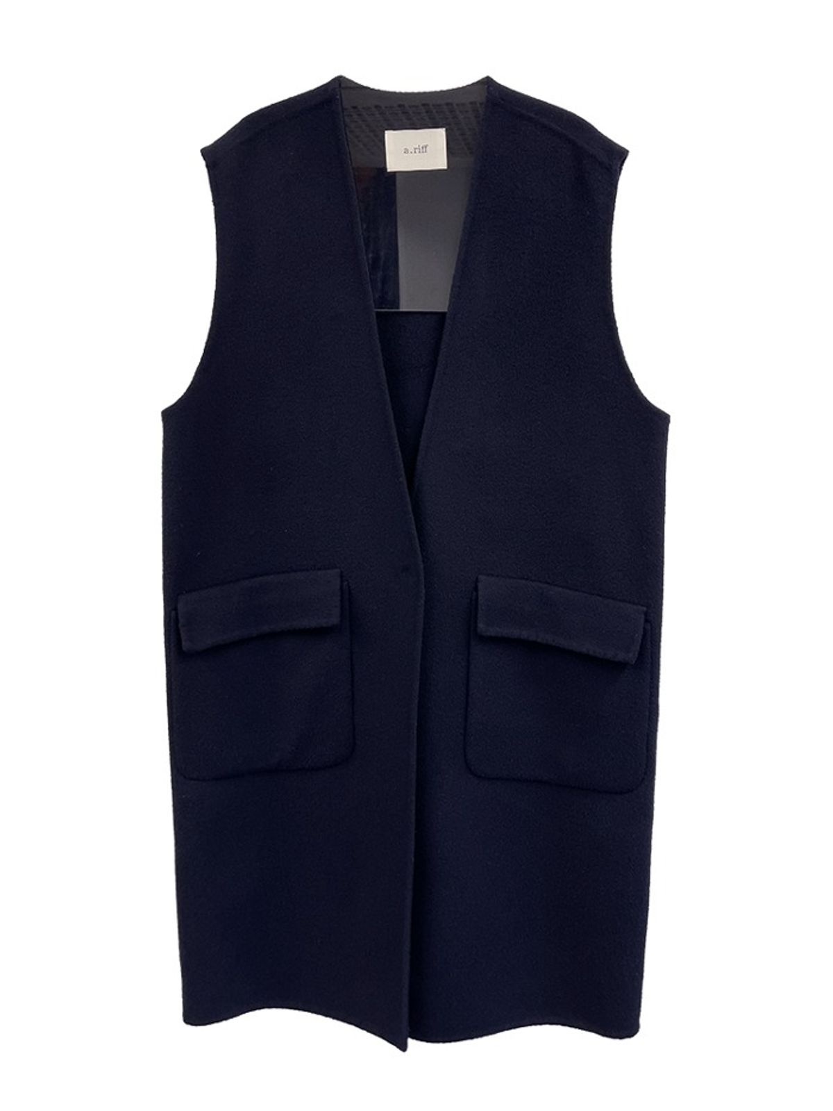 에이리프(A.RIFF) Handmade v-neck oversize wool vest_NAVY