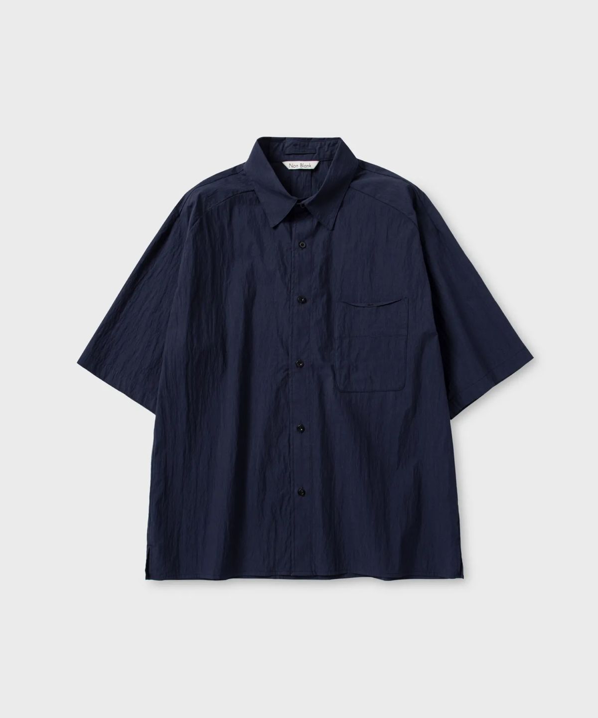 넌블랭크(NONBLANK) 네츄럴 링클 하프 슬리브 셔츠Ⅱ_DARK NAVY