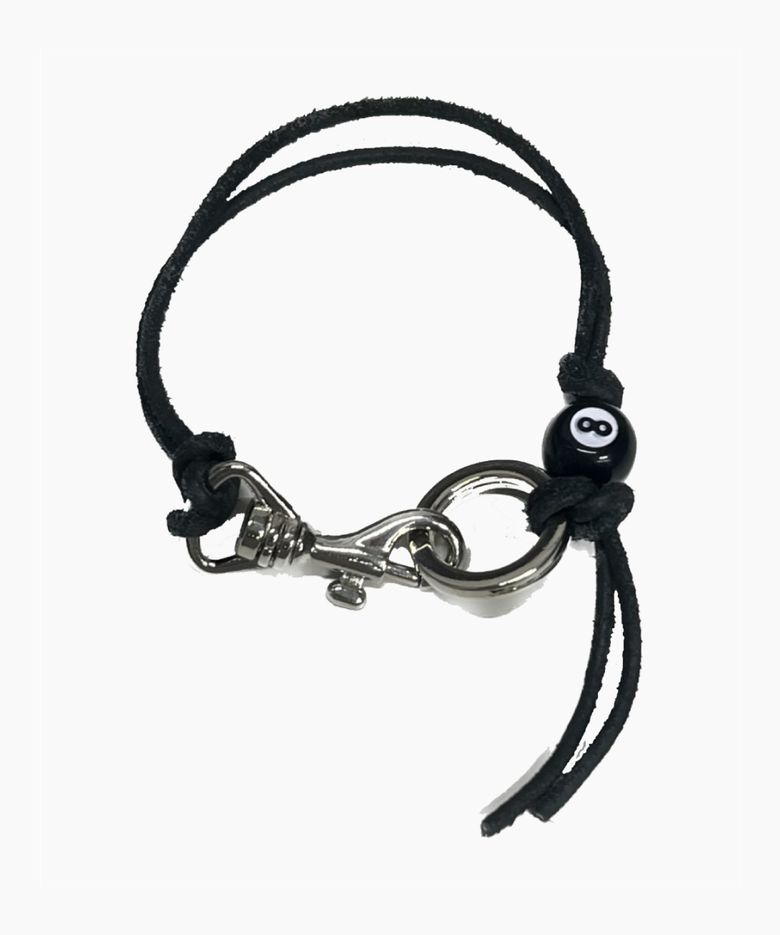Vintage leather 8ball bracelet