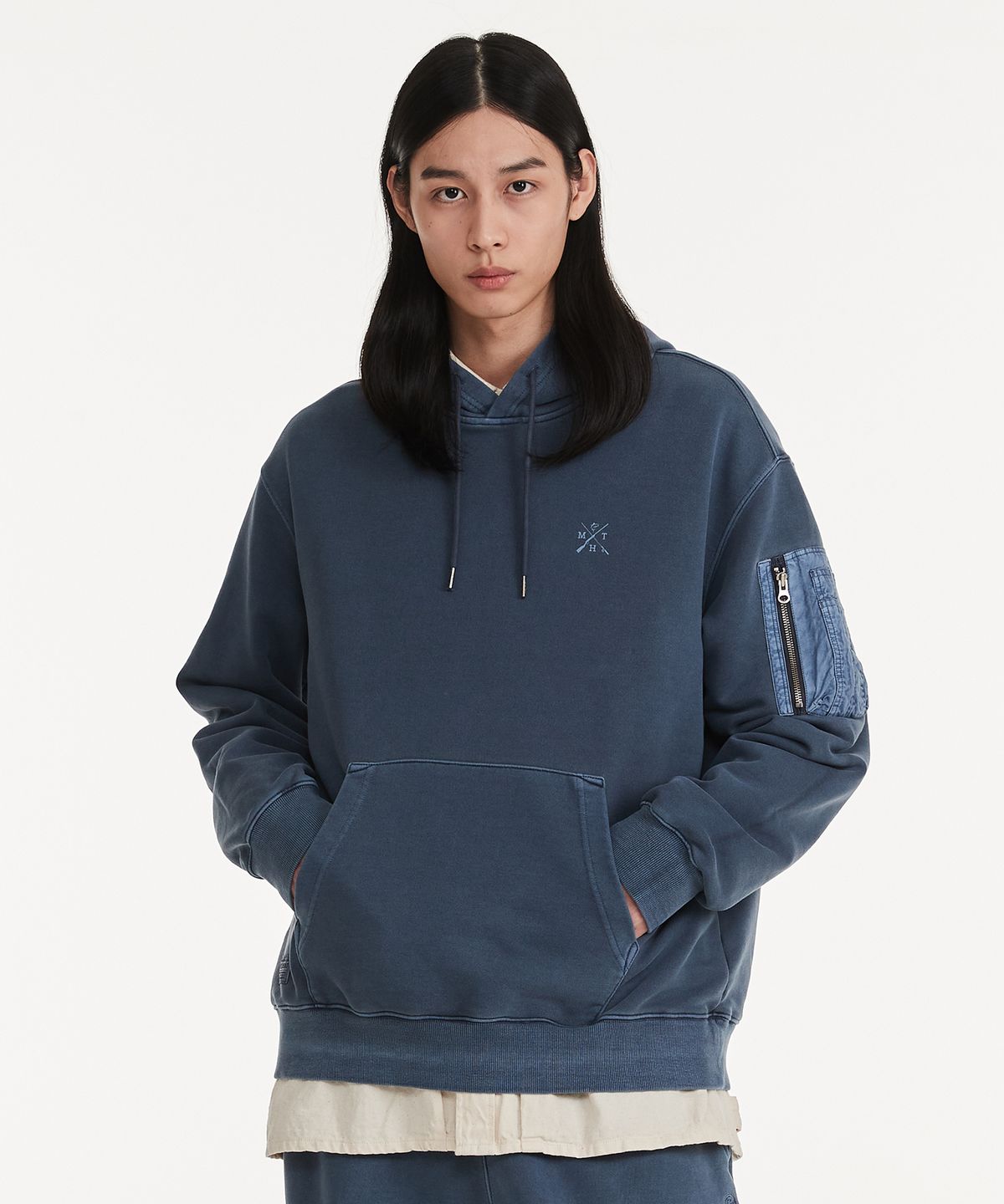 힐리먼트(HELEMENT) 지퍼포켓 피그먼트 후드 (NAVY)