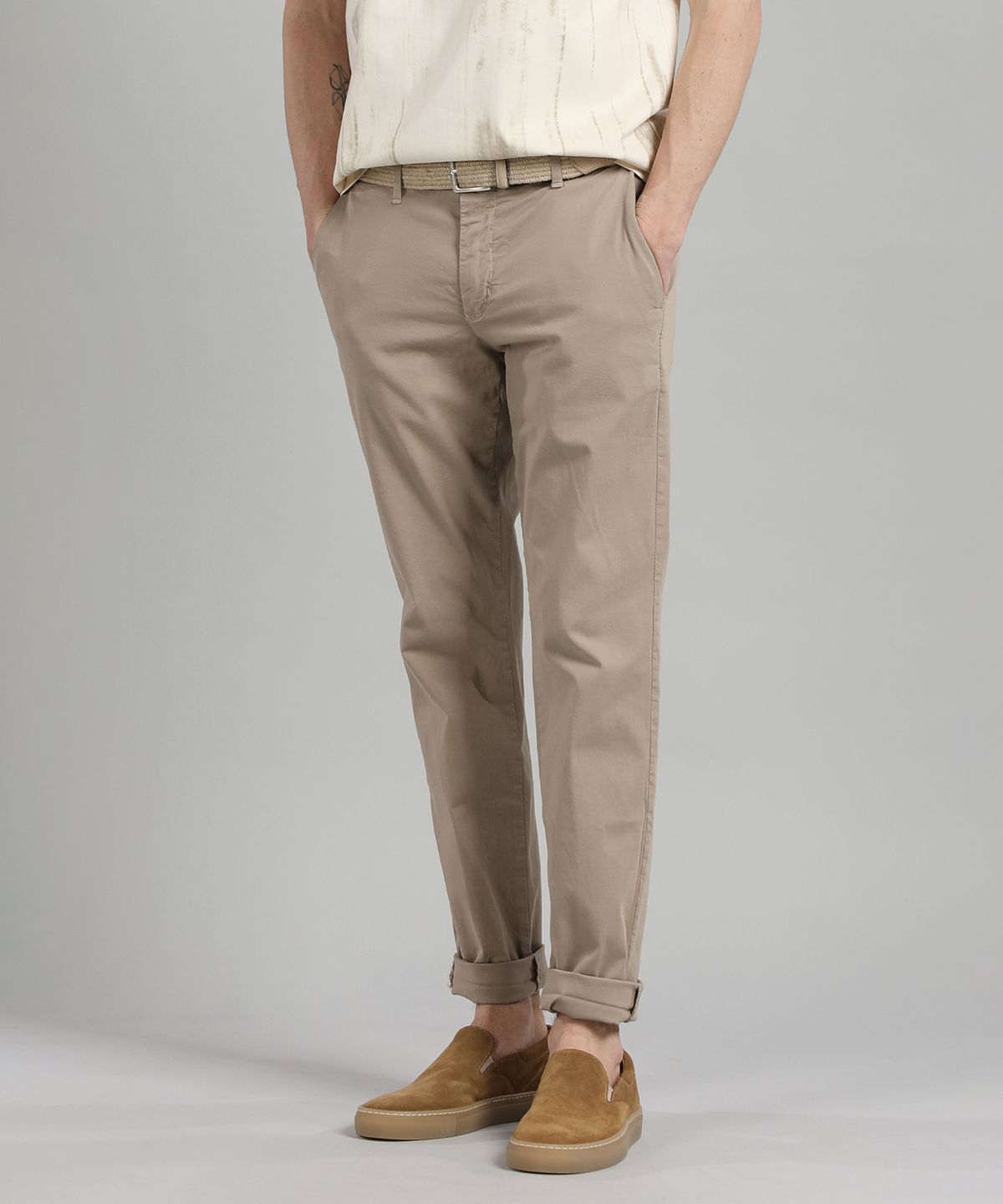 빠니깔레(PANICALE) 베이지 레귤러핏 코튼 치노 팬츠