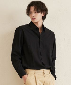 레이온 실키 셔츠 [블랙]_ZE1SH111_BLK