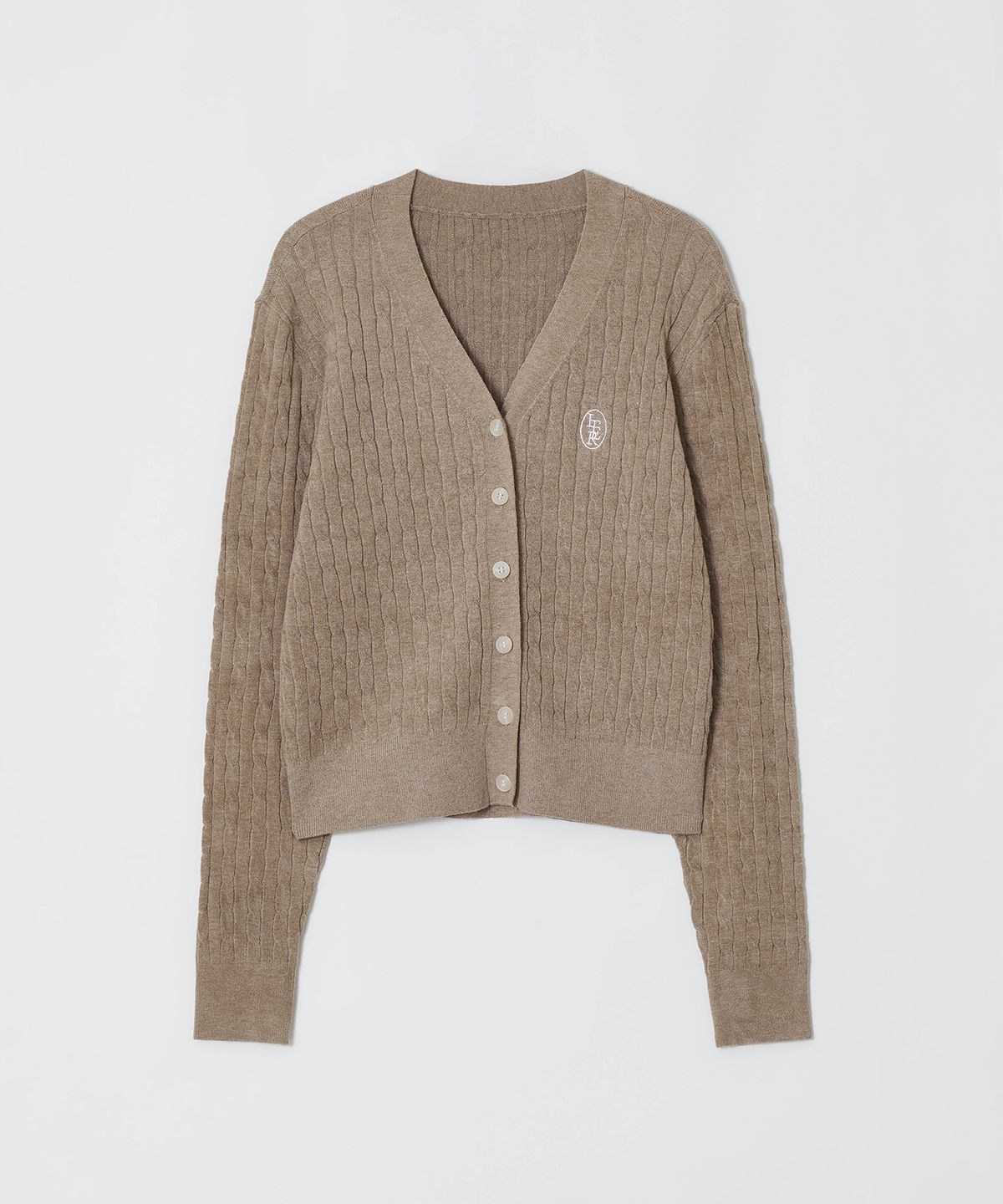 잇터(ITER) Classic Logo Embroidery cable cardigan [3COLOR]