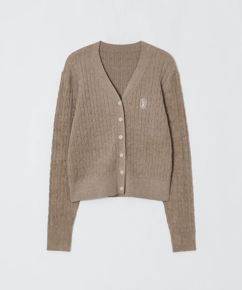 Classic Logo Embroidery cable cardigan [3COLOR]