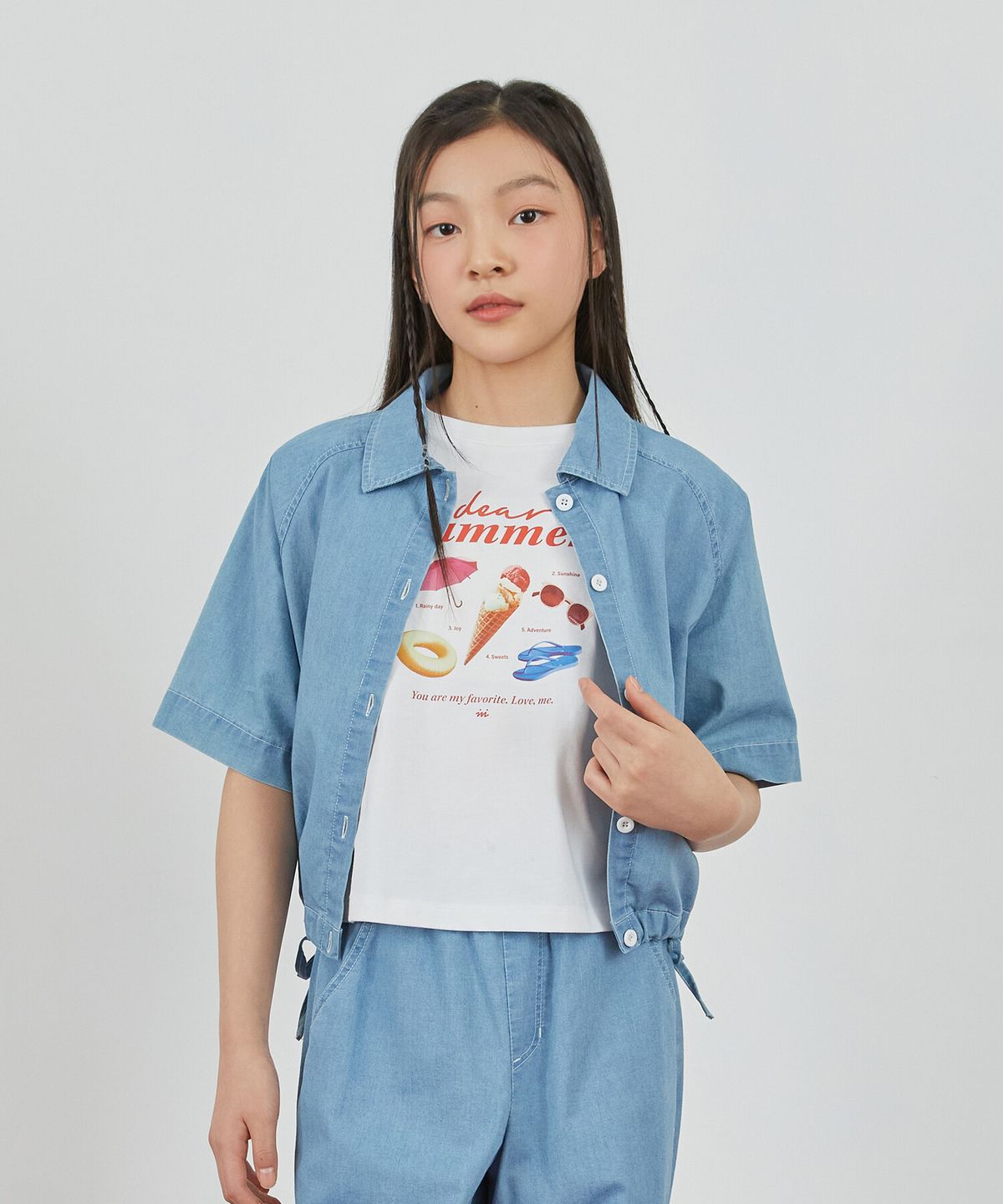 아이엠아이(IAMI) KK45372 주니어 데님라이크 카라티셔츠