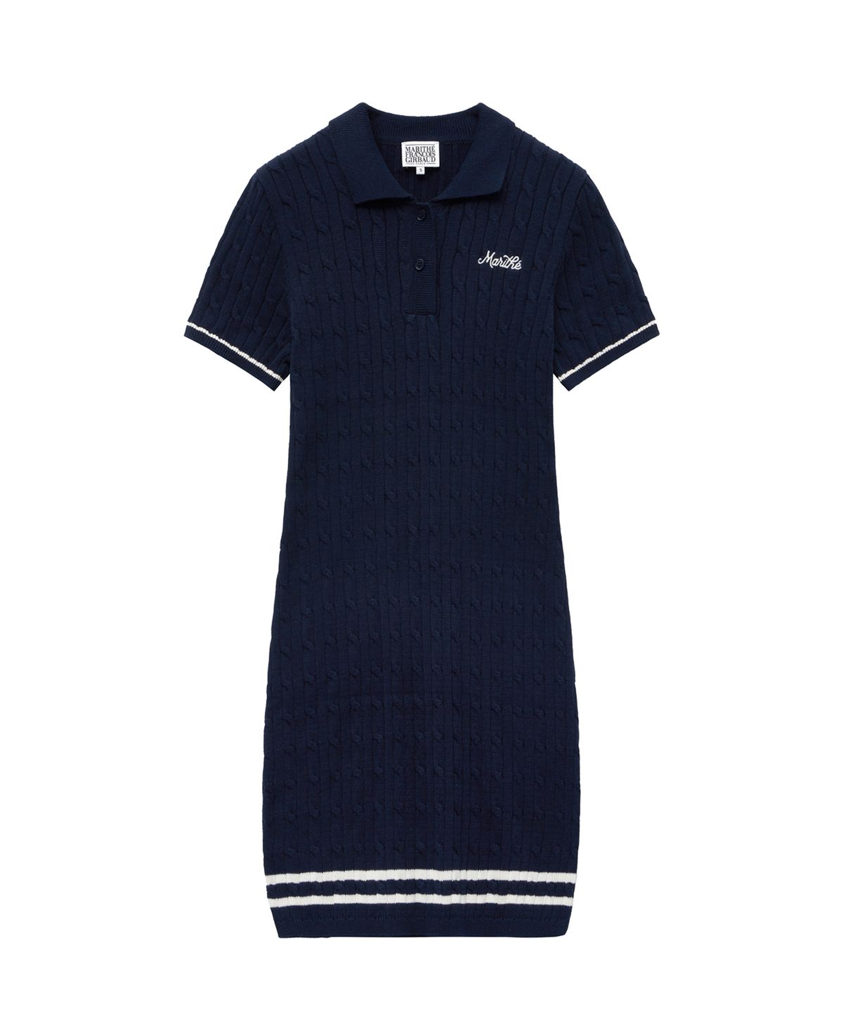 마리떼 스포츠(MARITHÉ SPORT) MOUVEMENT CABLE COLLAR KNIT DRESS navy