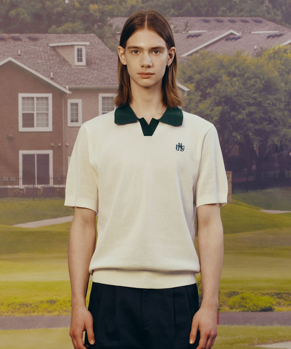 마리떼 스포츠(MARITHÉ SPORT) MOUVEMENT OPEN COLLAR HALF KNIT ivory