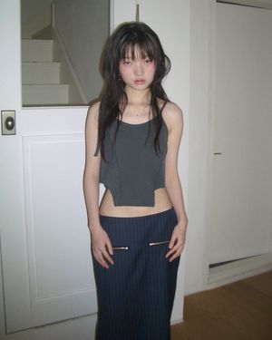 ASYMMETRIC STRAP BIKINI SLEEVELESS IN CHARCOAL