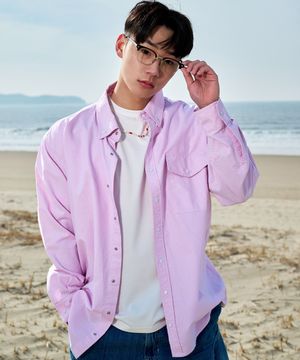 [이민재 착용] OG 스티치 옥스포드 스냅 셔츠-핑크