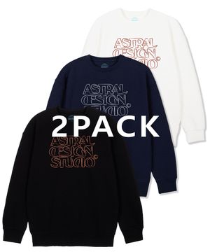 [패키지]2 PACK 아스트랄 디자인 스튜디오2 루즈핏 맨투맨