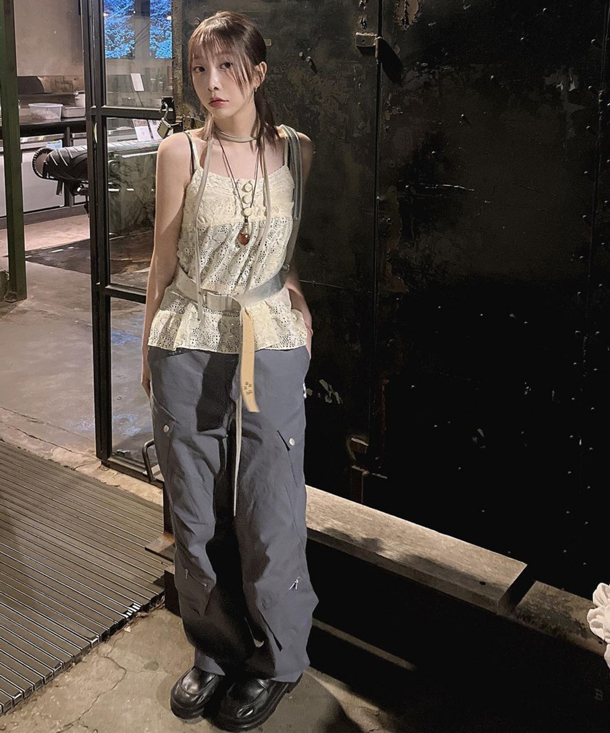 에프디알(FDR) Slant Pleats Multi Cargo Pants_Grey