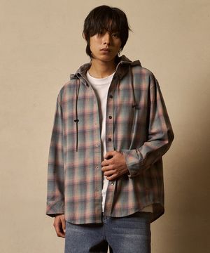 Multi Check Over Hood Shirt_MINT