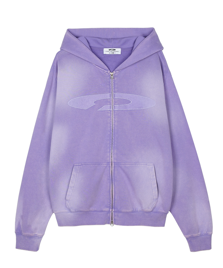Gradation Washed Disk Logo Hood Zip-Up_Lavender