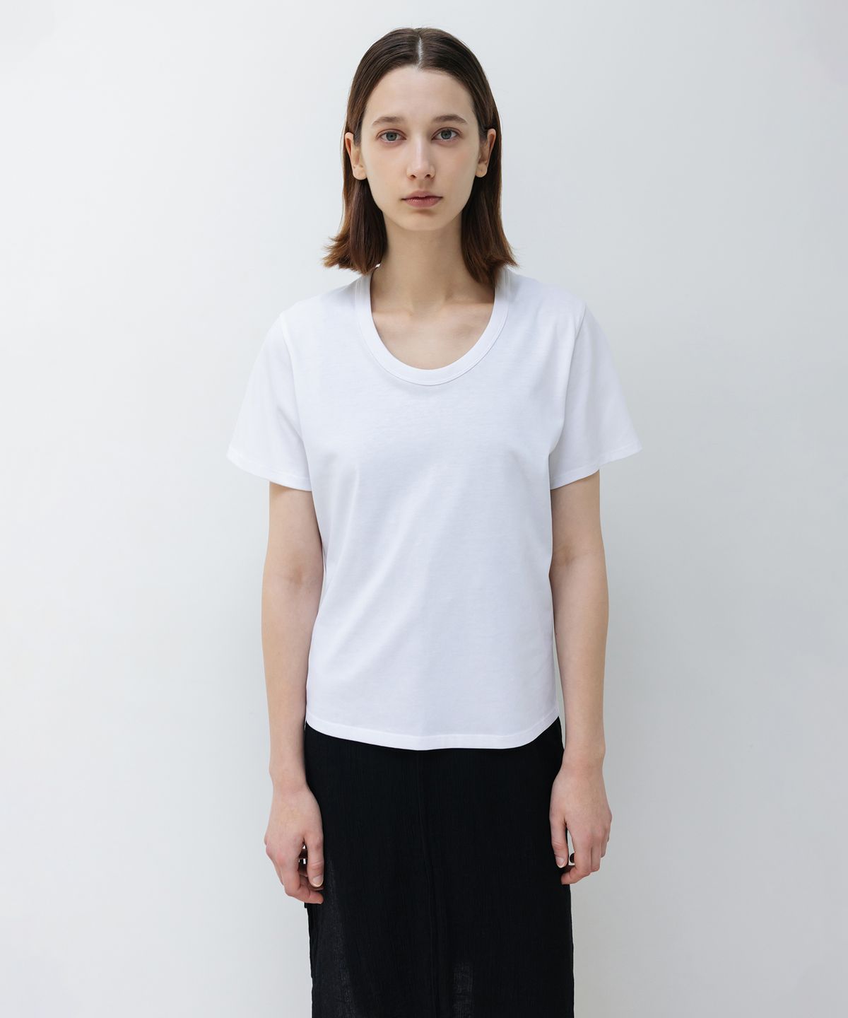 인사일런스 우먼(INSILENCE WOMEN) W 수피마 코튼 U넥 티셔츠 WHITE