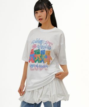 Four emotion 오버핏 반팔 티셔츠 AS1113 (화이트)