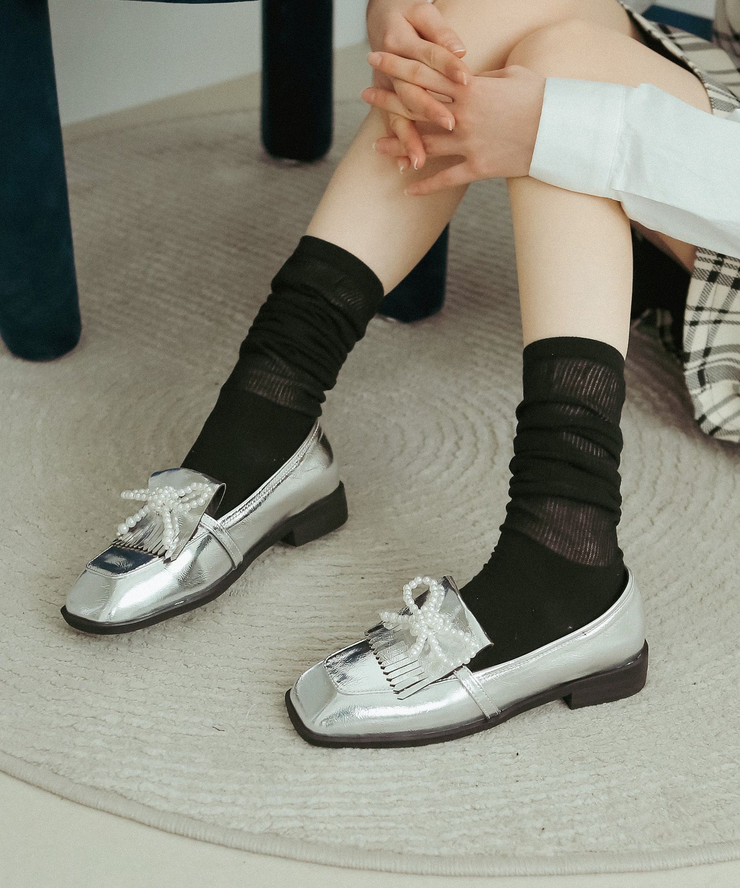 フラットシューズ ^fri fla^ ljh7044 Tassel pearl ribbon loafer 3colors 500801 MUSINSA | FRI FLA ljh7044 Tassel pearl ribbon loafer - silver