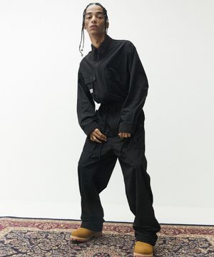 파번 5807  나일론 오버핏 블랙 점프수트