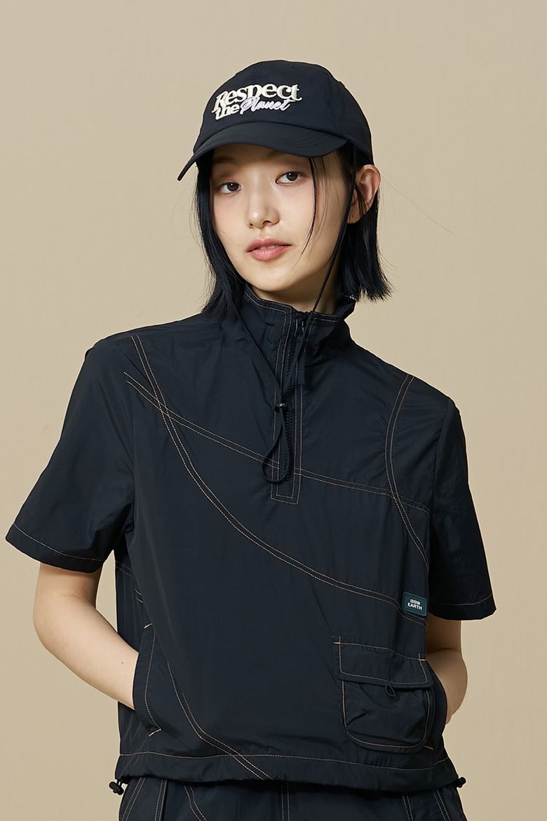 스트링 컨버터블 자수 볼캡_Black
