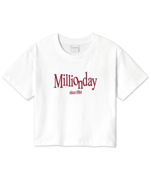 MILLION NEW DAY-LOGO 크롭 반팔티