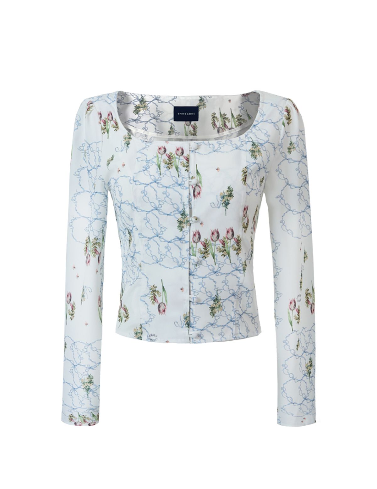 신스레터스(SHINS LETTERS) Ribbon Tulip Blouse