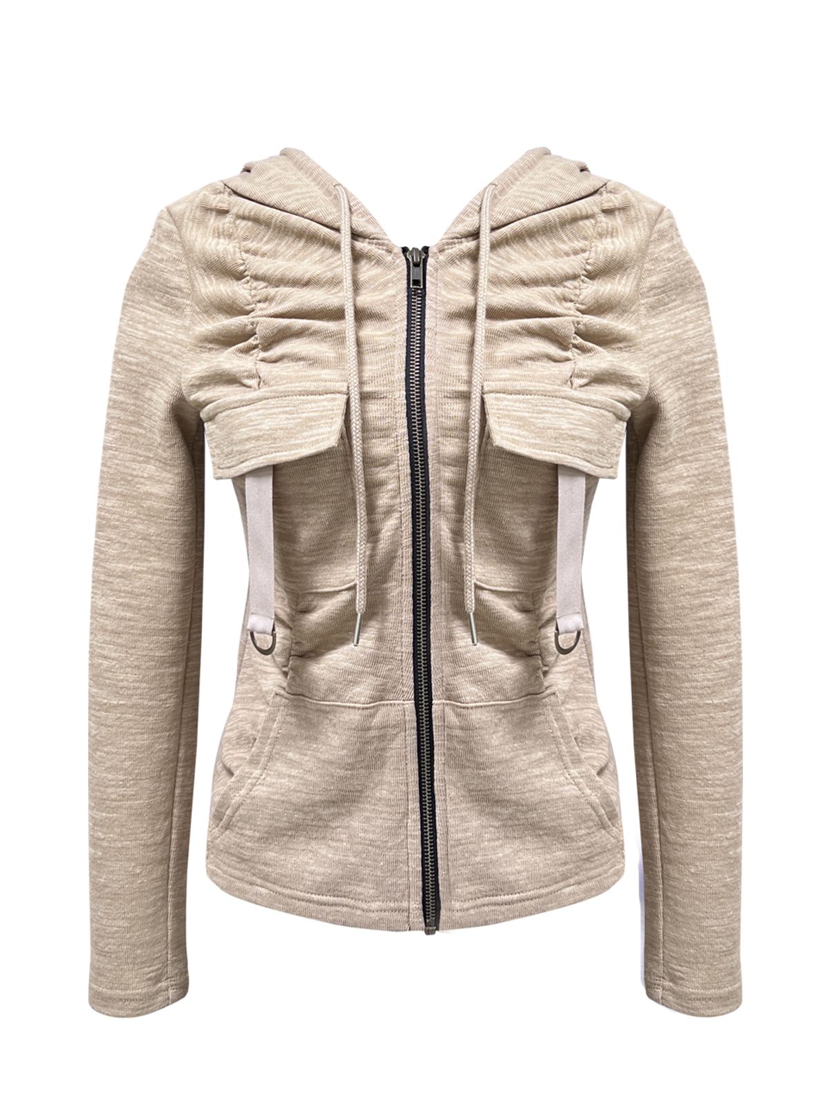쎄쎄쎄(SETSETSET) SHIRRING CARGO HOOD ZIP-UP BEIGE