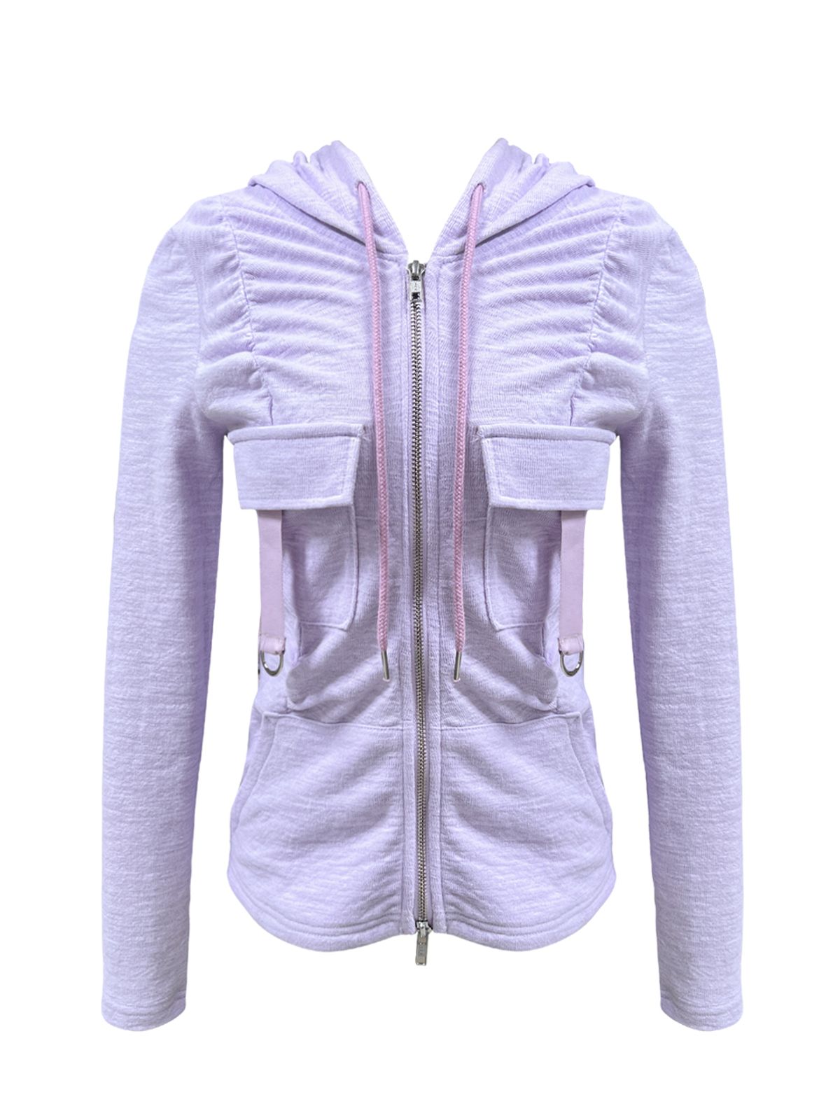 쎄쎄쎄(SETSETSET) SHIRRING CARGO HOOD ZIP-UP PURPLE