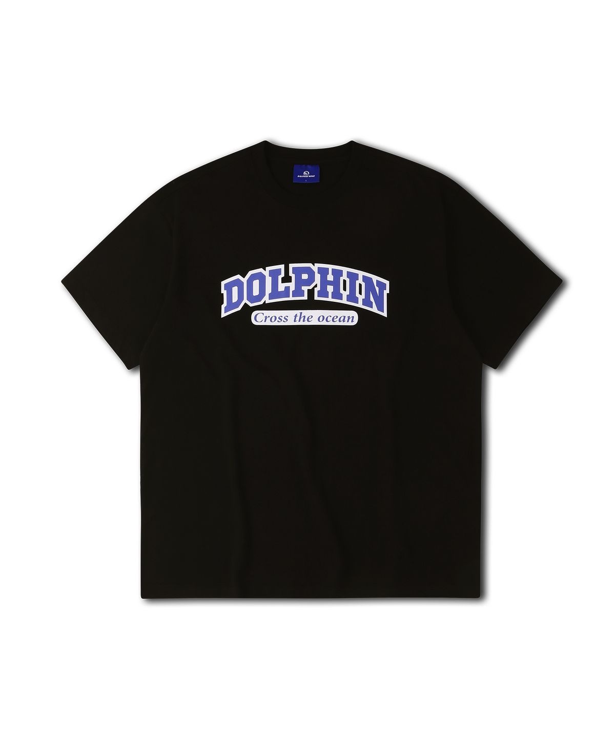 돌핀웨이브어패럴(DOLPHIN WAVE APPAREL) 돌핀 레이어드 아치로고 반팔티셔츠 블랙