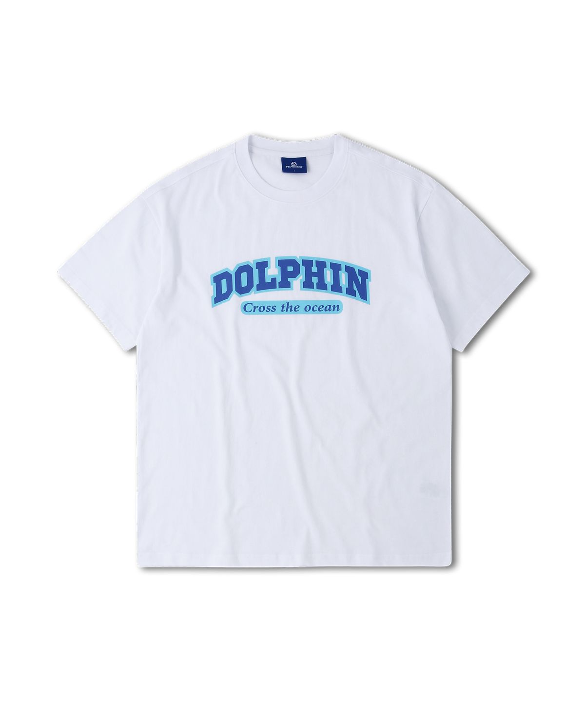 돌핀웨이브어패럴(DOLPHIN WAVE APPAREL) 돌핀 레이어드 아치로고 반팔티셔츠 화이트