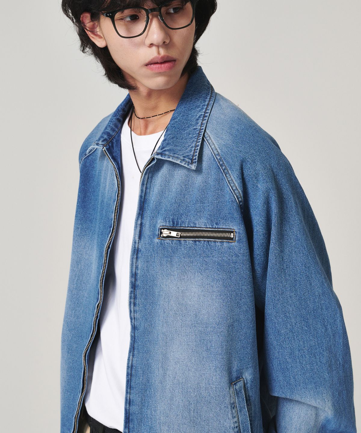 고스트릿(GOSTREET) 세미 오버핏 워시드 데님 블루종