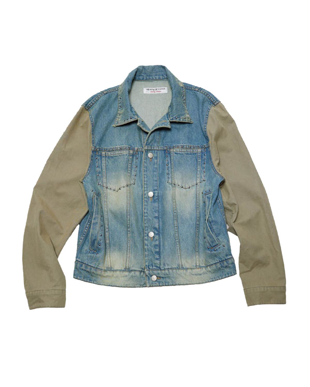 더뮤지엄비지터(THEMUSEUMVISITOR) HYBRID STUD DENIM JACKET (WASHED BLUE)