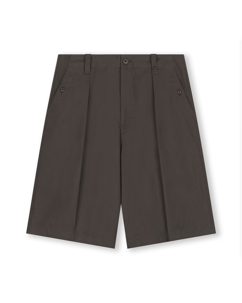MILITARY ONE TUCK SHORTS DARK MOCHA